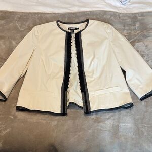 DKNY Women's Cream Blazer with Black Accents